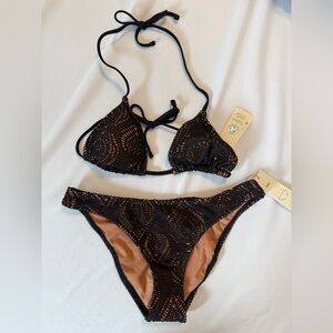 No Boundaries Black and Brown Bikini Set